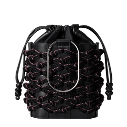 【数量限定型】ジャパンモチーフ Kumihimo バッグ ブラック/ブラック×モーブ