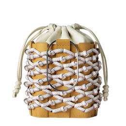【数量限定型】ジャパンモチーフ Kumihimo バッグ キャメル/ホワイト×シェルピンク